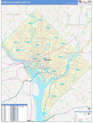 District Of Columbia County Wall Map Basic Style 2024